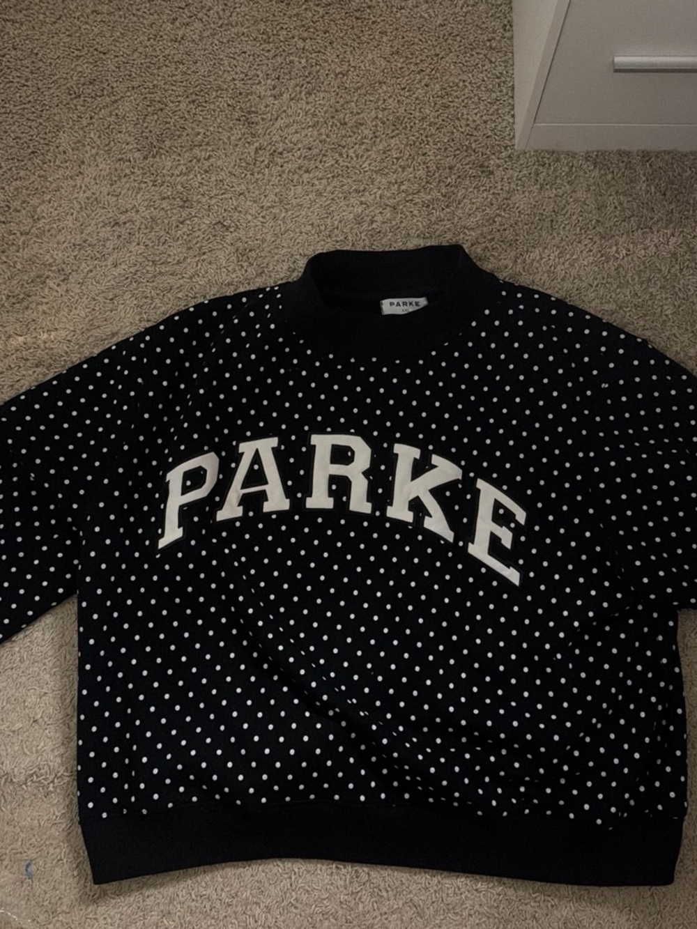 Parker Black Polka Dot Sweatshirt - White Lettering